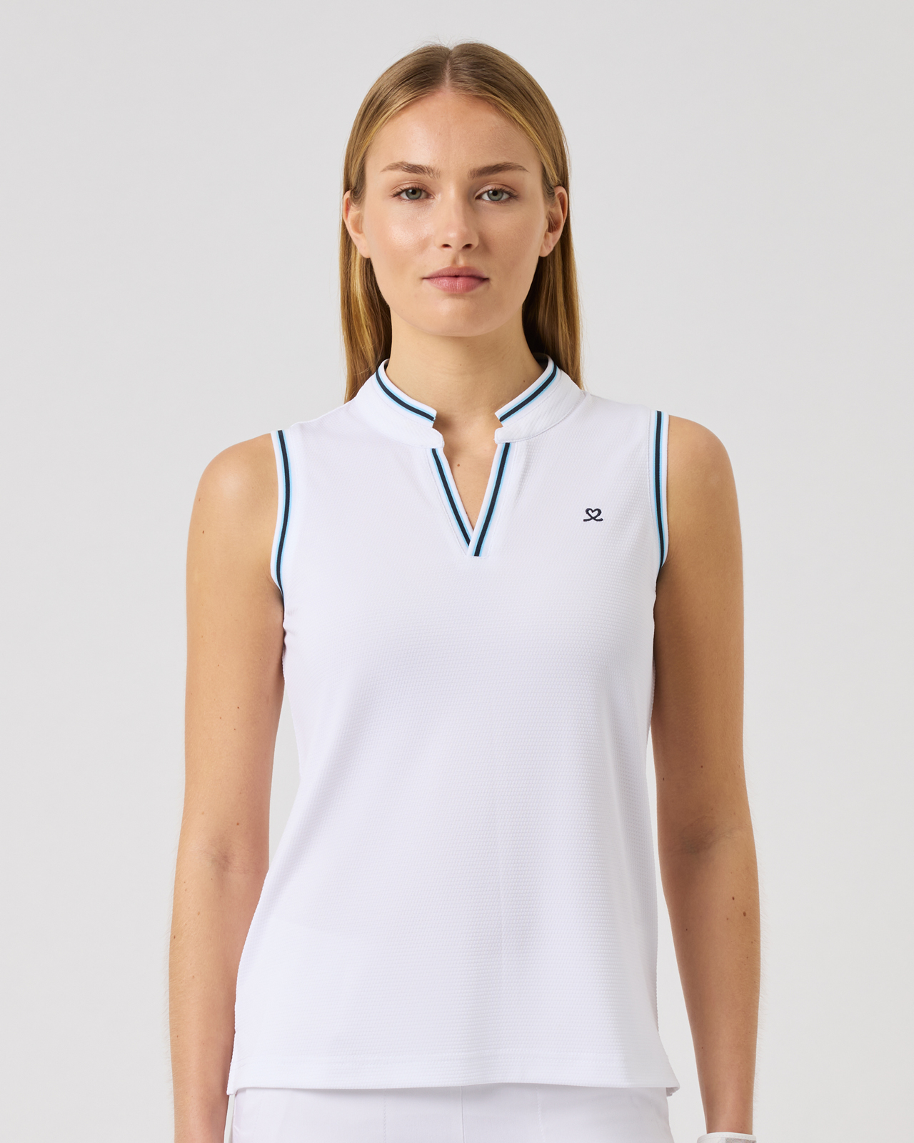 Round Neck, Ärmlös piké, Dam - white