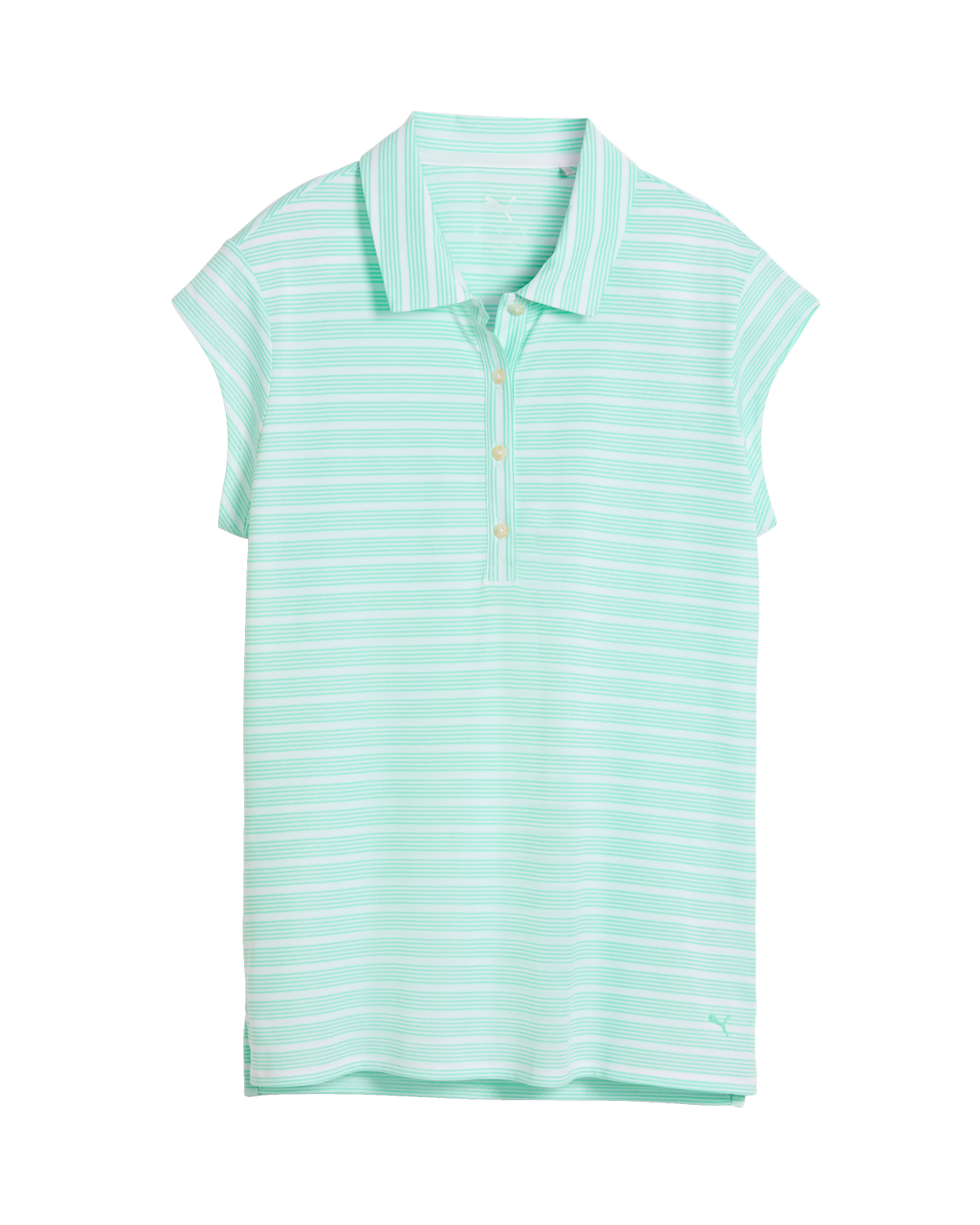 Stripe Cap Sleeve, Piké, Dam - white_glow_mint_jelly