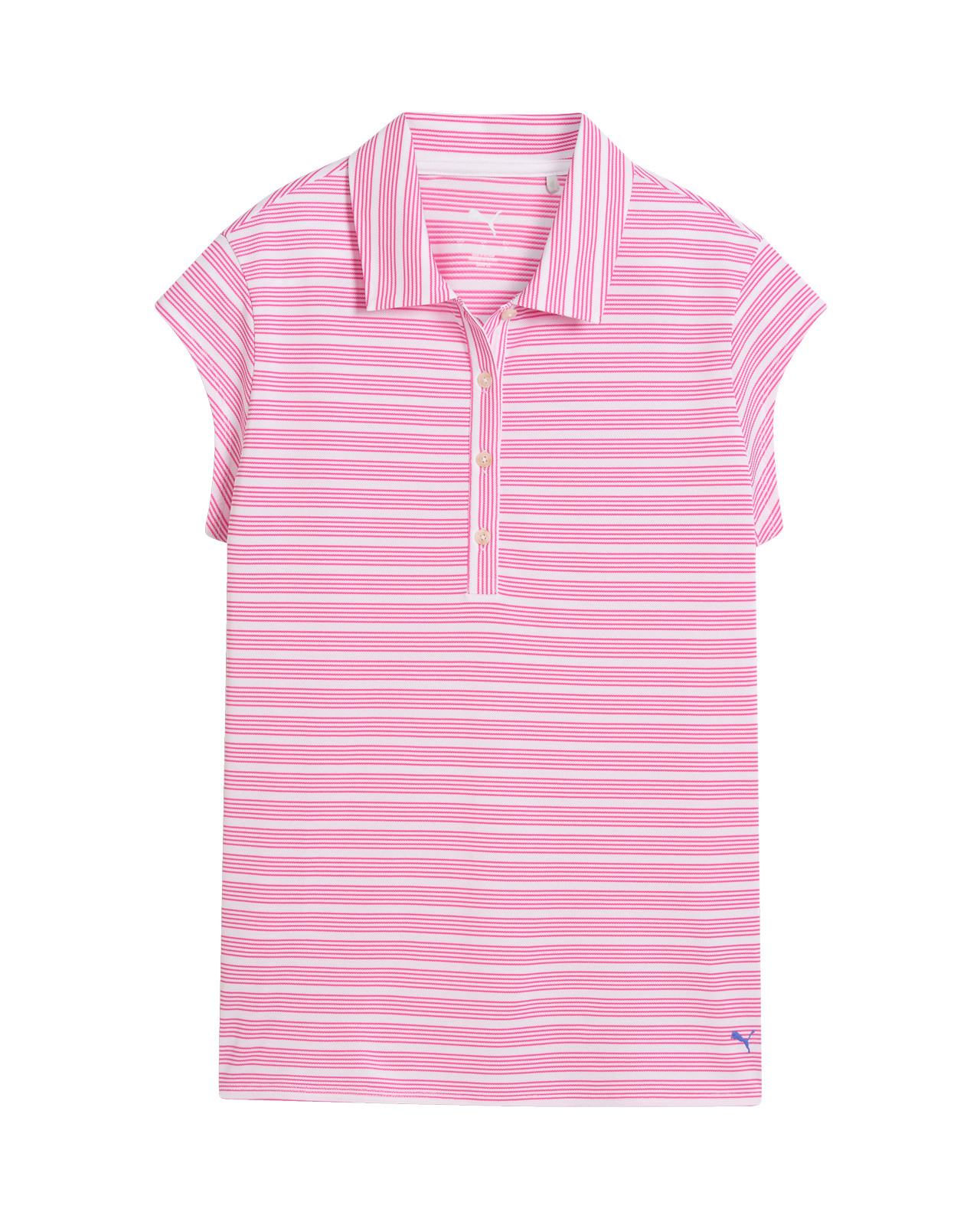 Stripe Cap Sleeve, Piké, Dam - white_glow_pink_opal