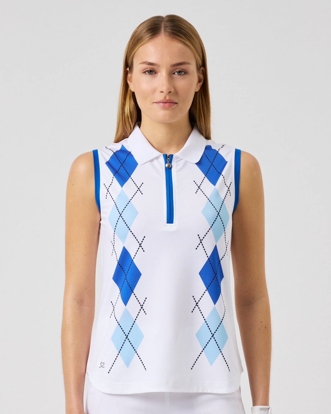 Argyle, Ärmlös piké, Dam - mid_blue