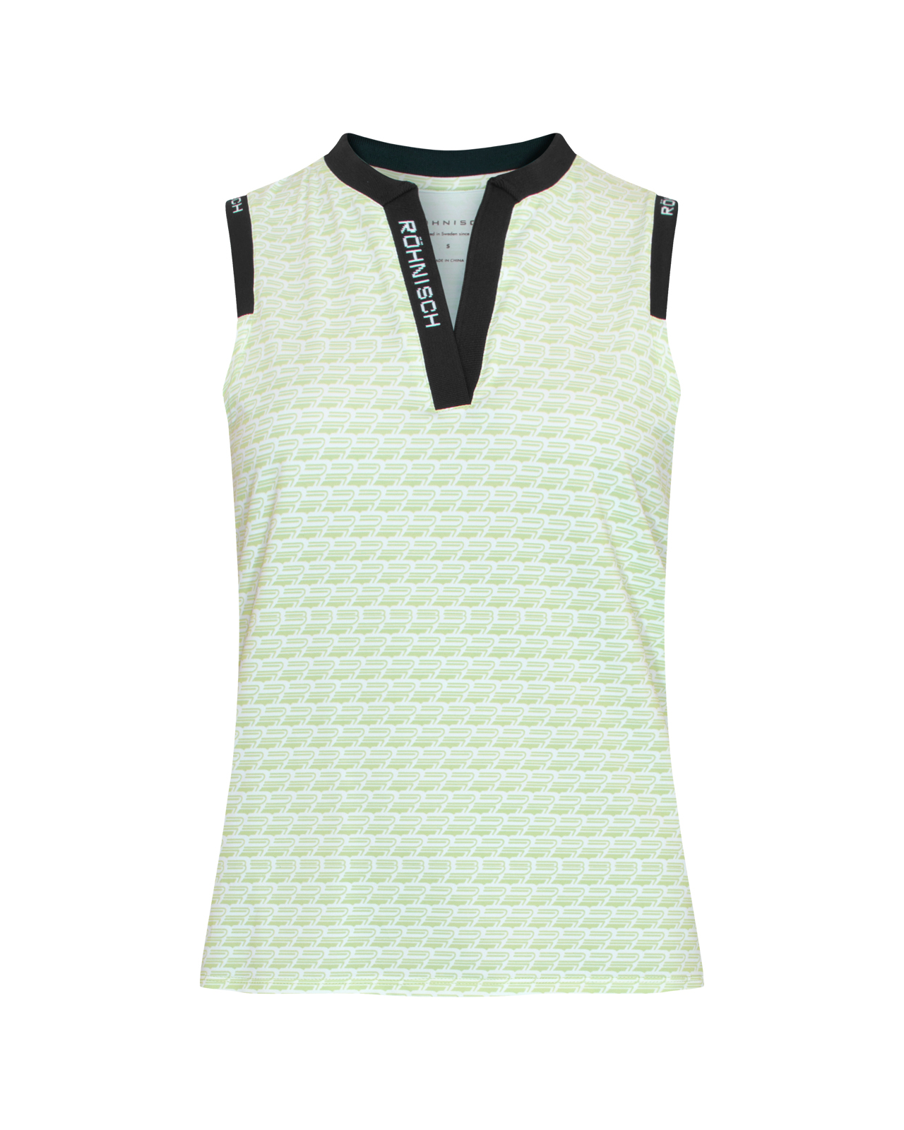 Abby, Ärmlös piké, Dam - monogram_green_ash
